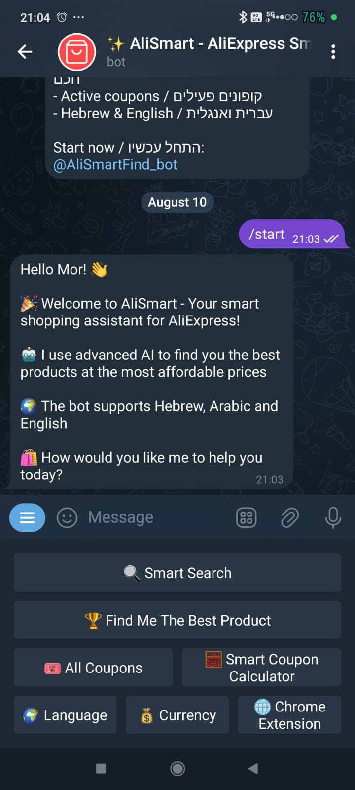 Telegram Bot English